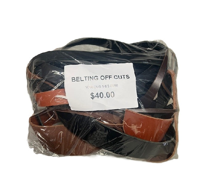 Belting off cut bag | Mixed Veg tan | $40 ea.